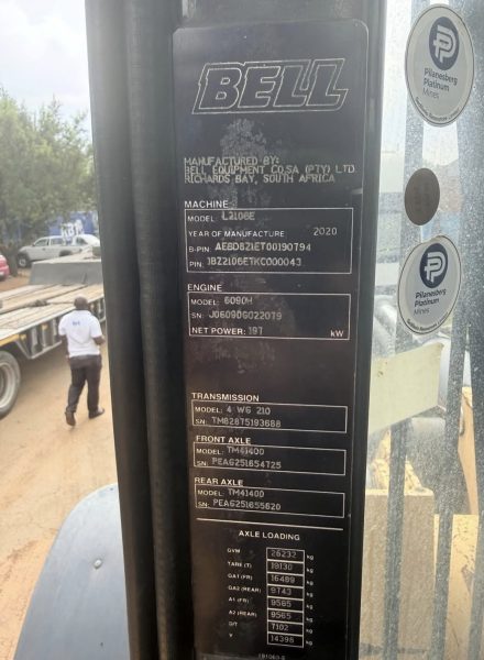 2020 BELL L2106E WHEEL LOADER